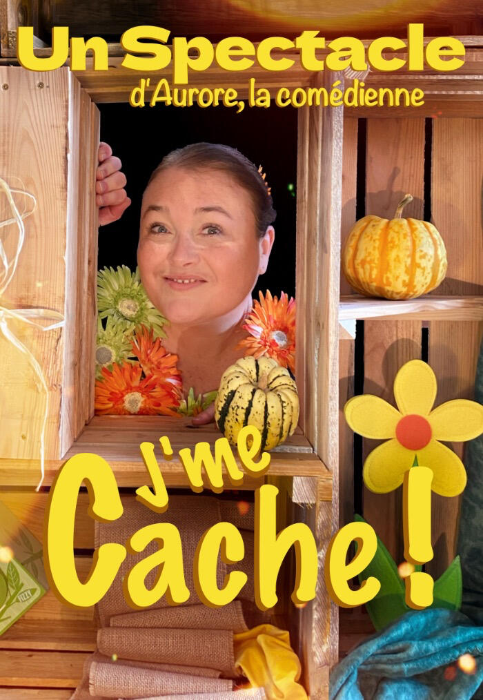 Visuel du spectacle jeunesse montrant Aurore conteuse dans un décor fleuri et boisé.