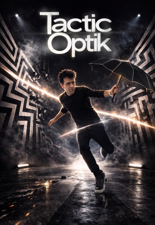 Affiche d’un spectacle de magie et d’illusions d’optique pour enfants et familles.